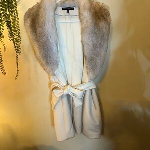 Elegant Cream Coat with Faux Fur Collar